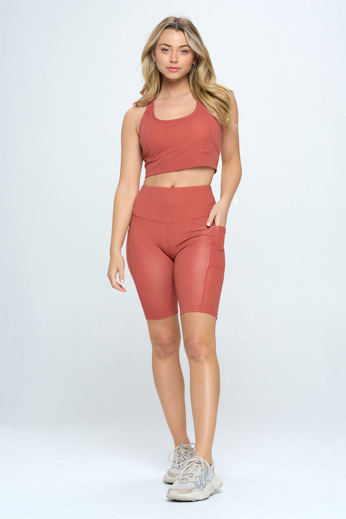 2 Piece Gingham print activewear set - annva-usa