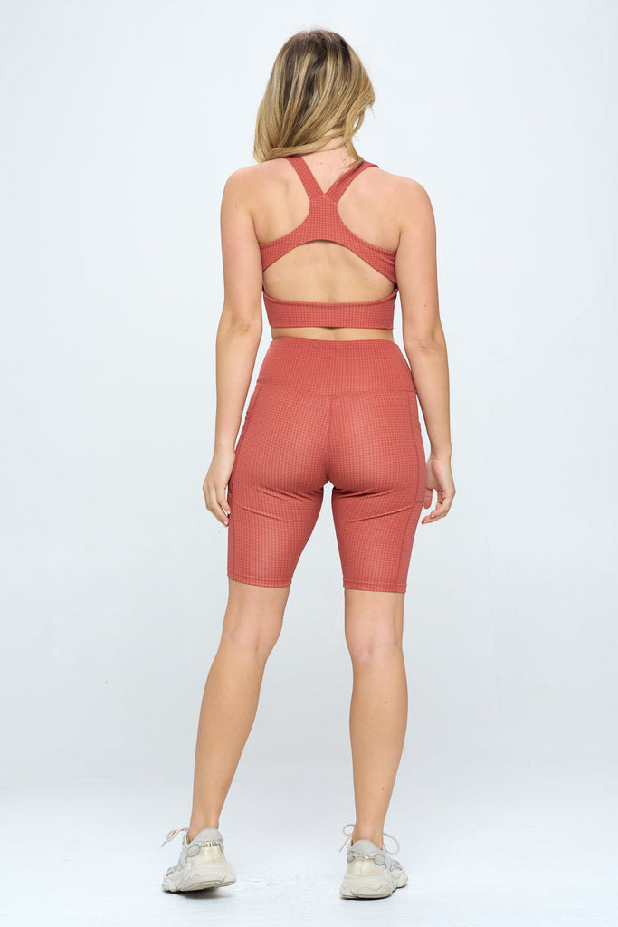 2 Piece Gingham print activewear set - annva-usa