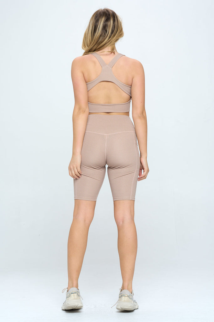 2 Piece Gingham print activewear set - annva-usa