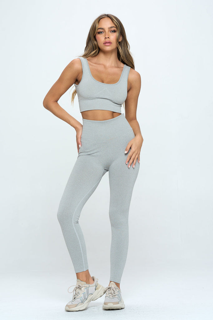 2 Piece Seamless Ribbed Long Sleeve Set - annva-usa