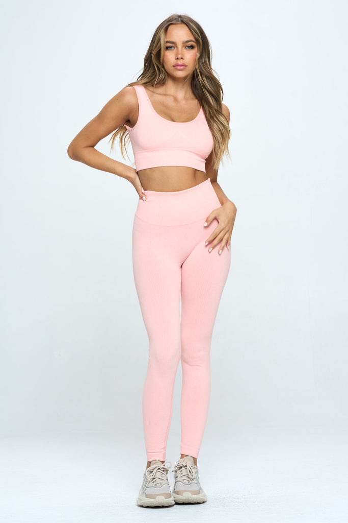 2 Piece Seamless Ribbed Long Sleeve Set - annva-usa