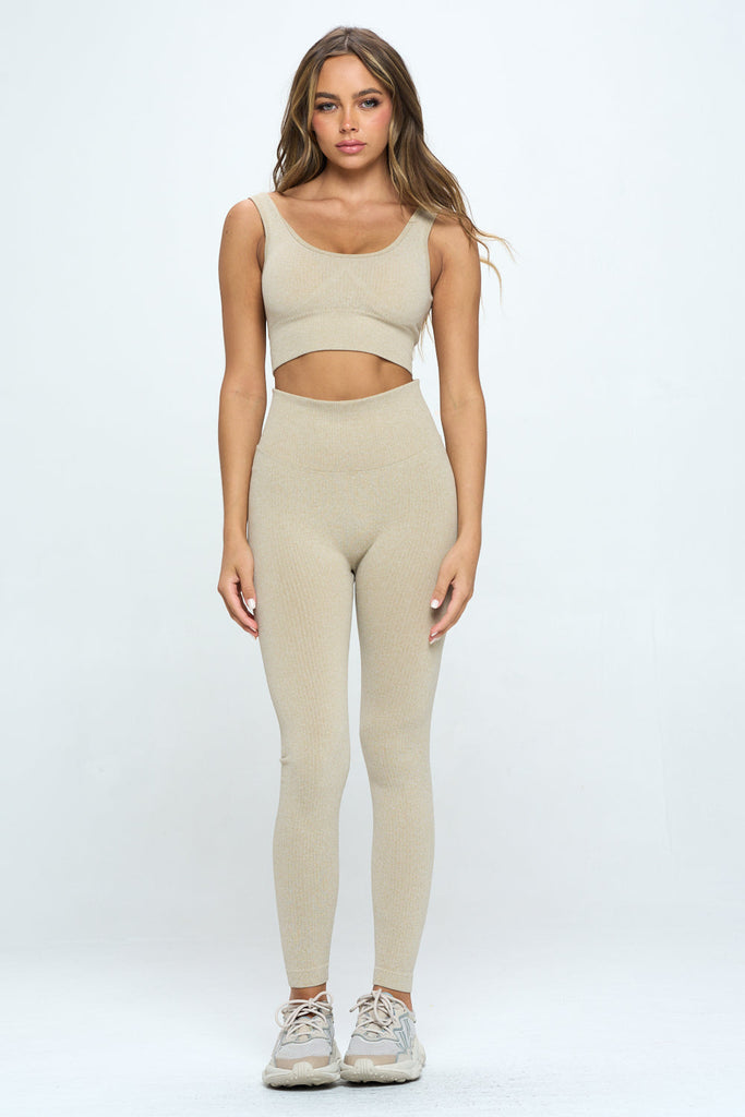 2 Piece Seamless Ribbed Long Sleeve Set - annva-usa