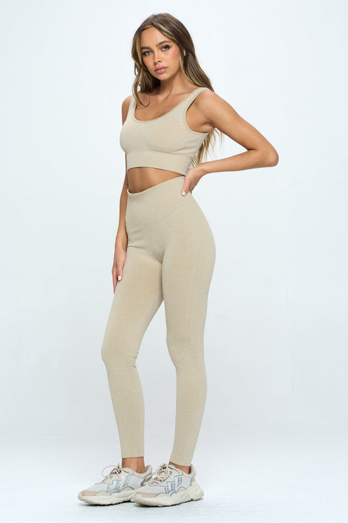 2 Piece Seamless Ribbed Long Sleeve Set - annva-usa